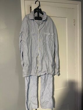 J. Crew Blue and White Striped Pajama Set